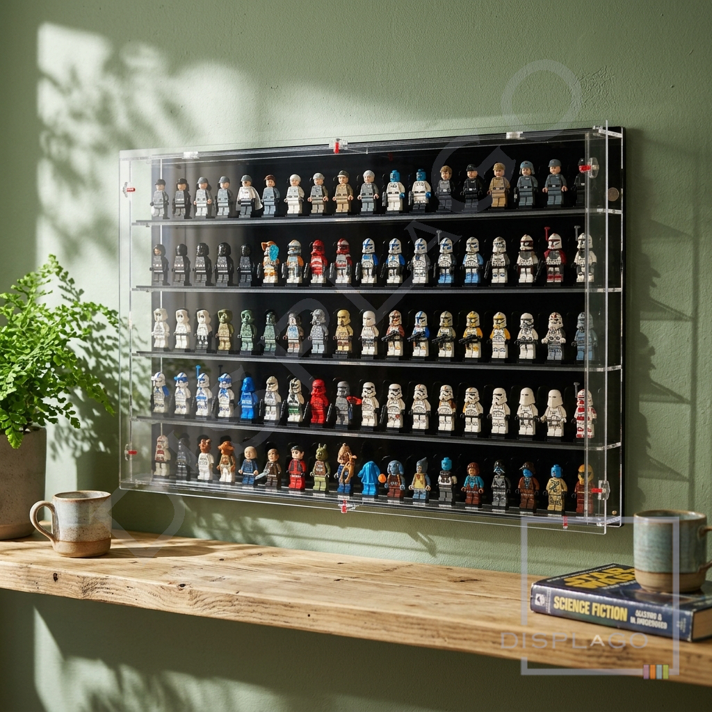 Wall Mounted Display case for 48 / 60/ 100 LEGO® minifigures. Mini Series Display