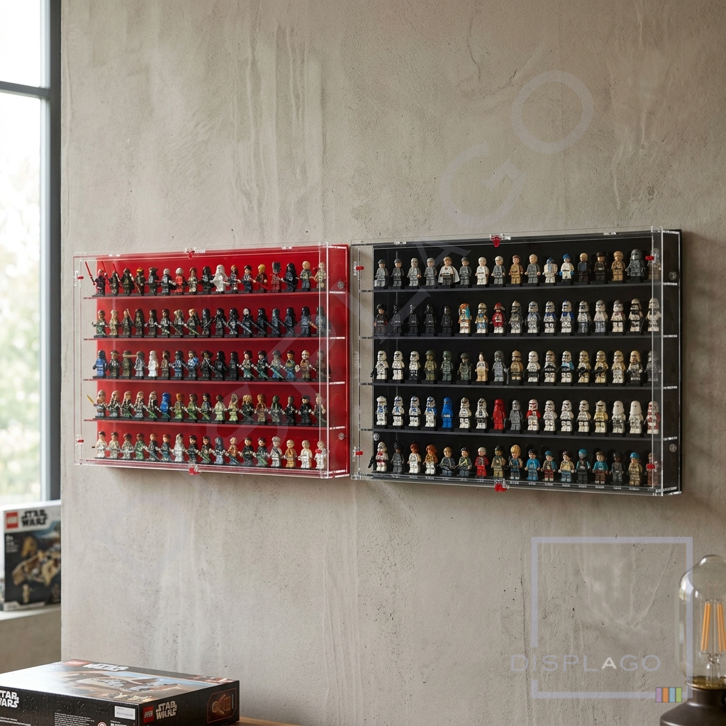 Wall Mounted Display case for 48 / 60/ 100 LEGO® minifigures. Mini Series Display