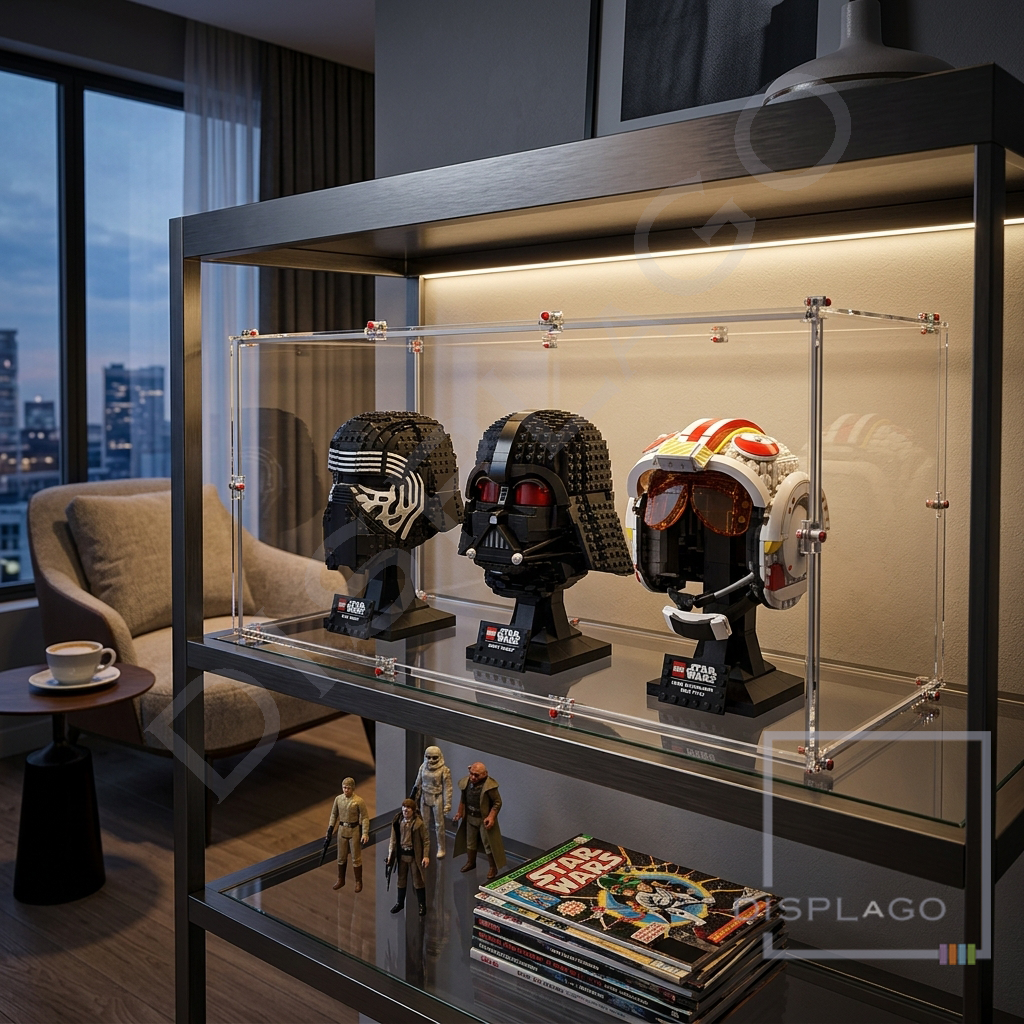 Display Case for LEGO® any 3 Helmets space