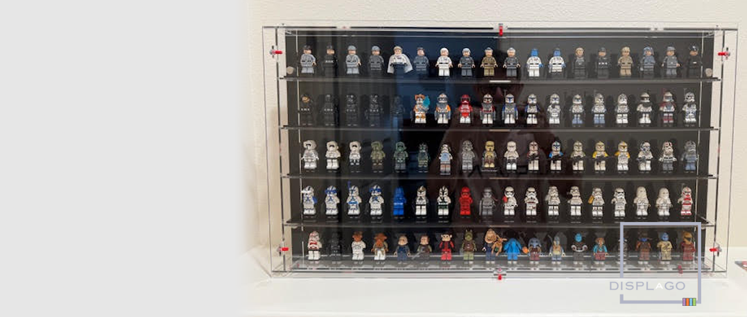 Wall Mounted Display case for 48 / 60/ 100 LEGO® minifigures. Mini Series Display