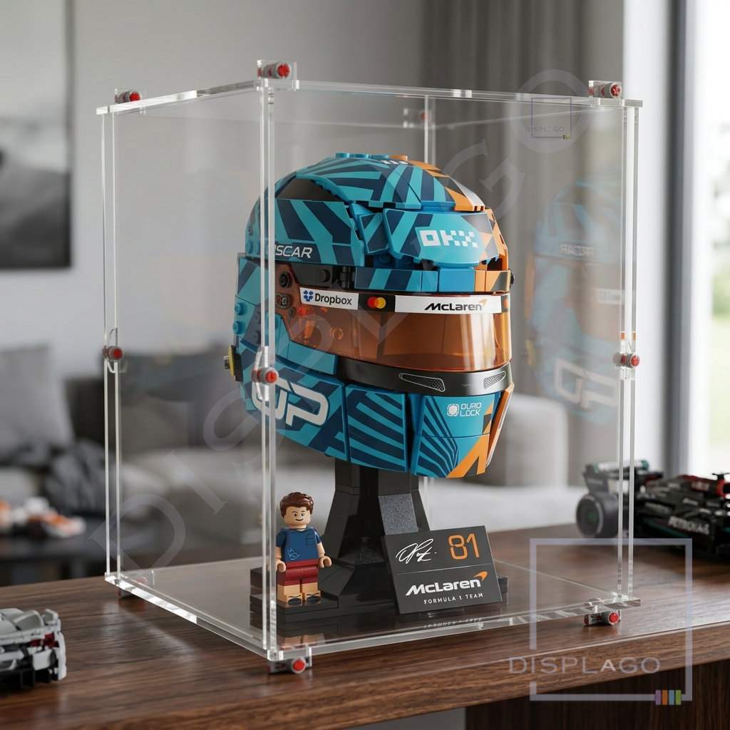 Display Case for LEGO® 43017 McLaren™ Mastercard™ F1™ Team Oscar Piastri™ Helmet speed hunger